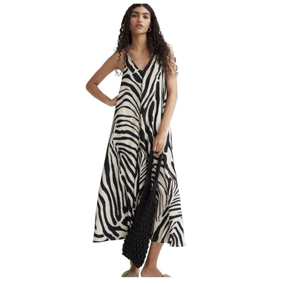 H&M Black and White Zebra Maxi Dress sz medium - Picture 1 of 5
